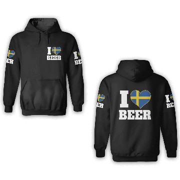 Discover I Love Beer And Sweden Patriotic Expression 3D Hoodies
