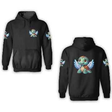 Discover Angel Turtle with Wings and Halo 3D Hoodies