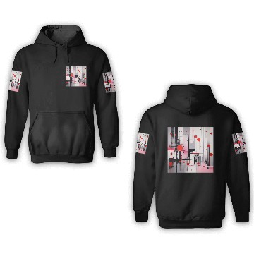 Discover Red Black Light Pink and Gray Dots and Lines 3D Hoodies