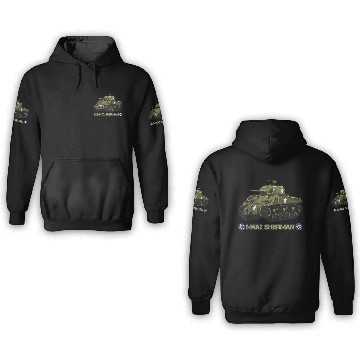 Discover World War 2 American Tank M4A2 Sherman memorabilia 3D Hoodies