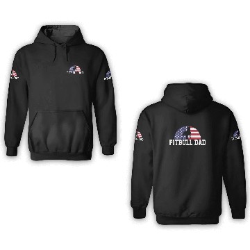 Discover Pitbull Dad Embracing USA Flag Merica Pride Art 3D Hoodies