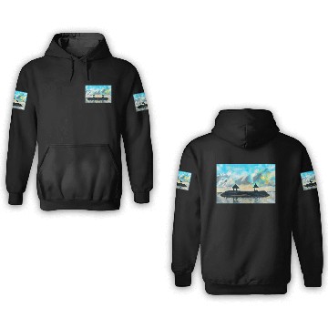 Discover Peaceful sunset on beach scene with acrylic 3D Hoodies
