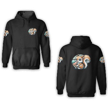 Discover Cute cartoon squirrel with ice cream 3D Hoodies