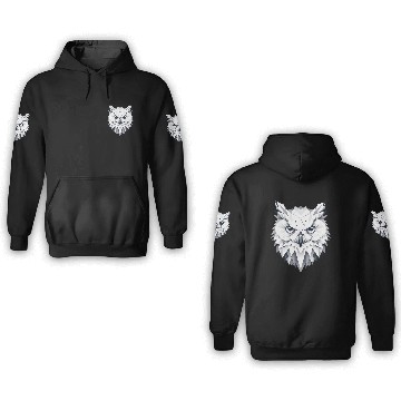 Discover geometric snow owl head - polygon motif 3D Hoodies