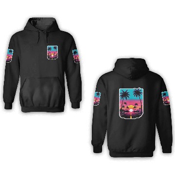 Discover Lonely Road to Miami Sunset Vaporwave 80s 3D Hoodies