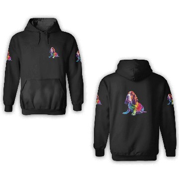 Discover Basset Hound Illustration Rainbow Colors 3D Hoodies