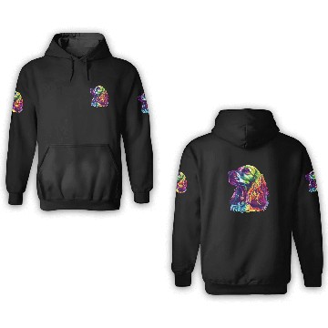 Discover Colorful Cocker Spaniel Portrait Art 3D Hoodies
