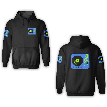Discover Music Clef Note Record Plate Vinyl DJ Party Treble 3D Hoodies