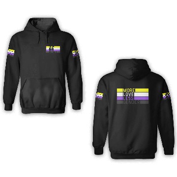 Discover Non Binary Pride NB More Love Less Gender LGBTQ 3D Hoodies