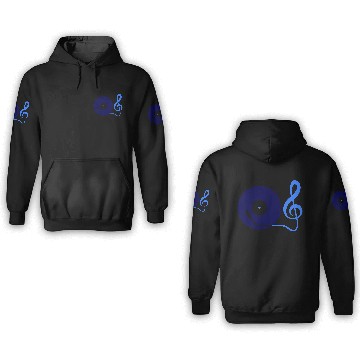 Discover Music Clef Note Record Plate Vinyl DJ Party Treble 3D Hoodies