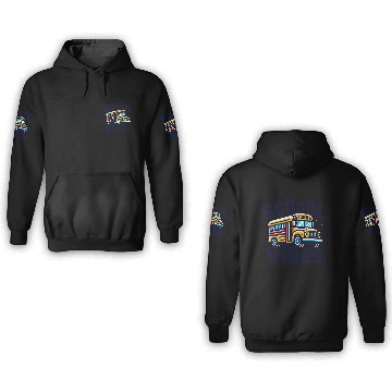 Discover School Vibes Vector Illustration for school bus 3D Hoodies