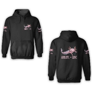 Discover Axolotl Love Salamander Animal Lover Amphibians Pe 3D Hoodies