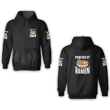 Discover Powered By Ramen Anime Japanese Soup Cup Noodle 3D Hoodies