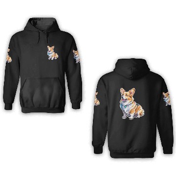 Discover Pembroke Welsh Corgi Watercolor 3D Hoodies