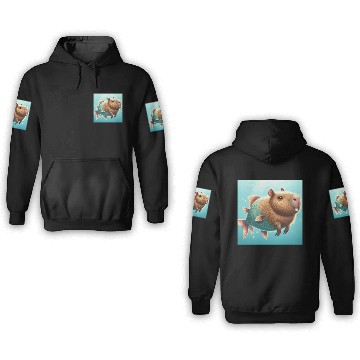 Discover The capybara-fish 3D Hoodies