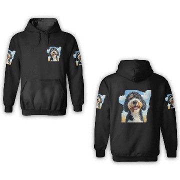 Discover Bernedoodle Field Nature Bernedoodle Watercolor 3D Hoodies