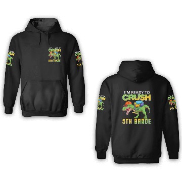 Discover Ready To Crush 5th Grade T Rex Dinosaur Back To Sc 3D Hoodies