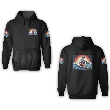 Discover Stars & Stripes Surfer Bunny 3D Hoodies