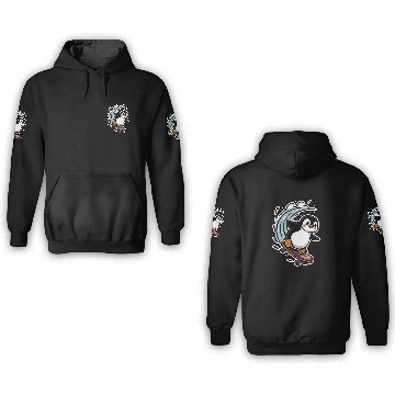 Discover Penguin Skateboarding Adventure Fun 3D Hoodies