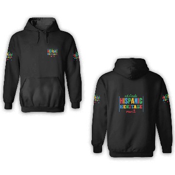 Discover Hispanic heritage month colorful text image colorf 3D Hoodies