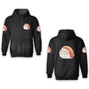 Discover Kawaii White Cat Salmon Nigiri Sushi 3D Hoodies