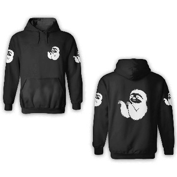 Discover Cool sloth silhouette portrait face head 3D Hoodies