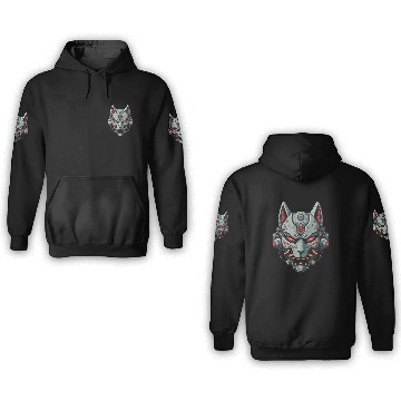 Discover Kitsune Cyberpunk Mask: Mecha Robot Warrior 3D Hoodies