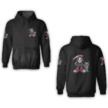 Discover A colorful cartoon death skeleton 3D Hoodies