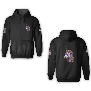 Discover Rainbow Unicorn with Braids and Sunglasses Swag 3D Hoodies