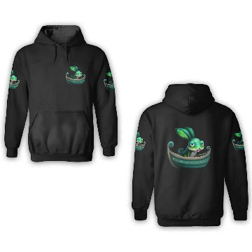 Discover Green Rabbit in a Green Boat 3D Hoodies