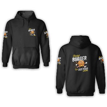 Discover Running Hamburger Cheese Burger Fast Food Favorite 3D Hoodies