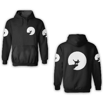 Discover Cat Moon Cliff At Night Werewolf Round Howling Fun 3D Hoodies