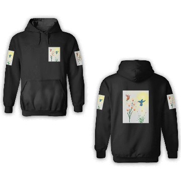 Discover Minimalist Hummingbird and flowers Canvas Print 3D Hoodies