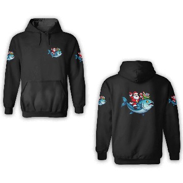 Discover Santa on Bass Merry Fishmas Fishing Christmas 3D Hoodies