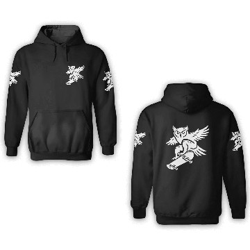 Discover Snow Owl Skateboard Silhouette Minimalist Style 3D Hoodies