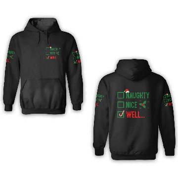 Discover Naughty or Nice Funny Christmas 3D Hoodies