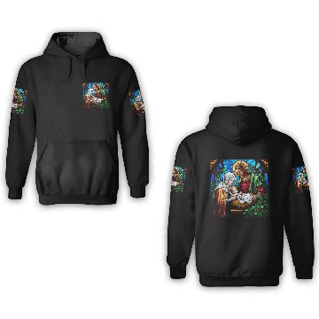Discover Holly family cristal stained glass image 3D Hoodies