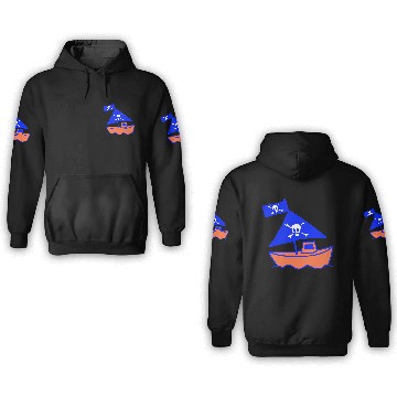 Discover Cute Little Pirate Ship Painted Children Drawing 3D Hoodies