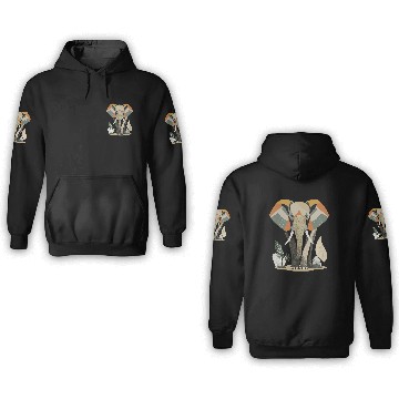 Discover Geometric Elephant Nature Scene 3D Hoodies