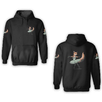 Discover adorable stencil style fox in ballet dress 3D Hoodies