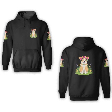 Discover Flower Crown Corgi 3D Hoodies