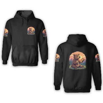 Discover Bear Eating Pizza 3D Hoodies