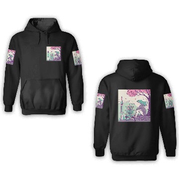 Discover "Peaceful Anime Vibes: Girl Relaxing with Sakura 3D Hoodies