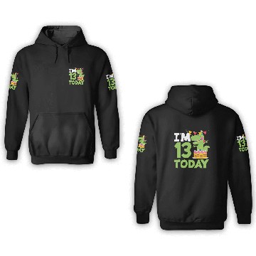 Discover I'm 13 Today Dinosaur 13th Birthday Fun 3D Hoodies