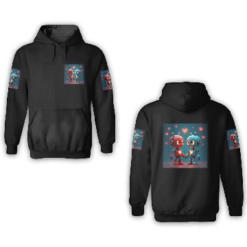 Discover Cute Robot Hearts 3D Hoodies