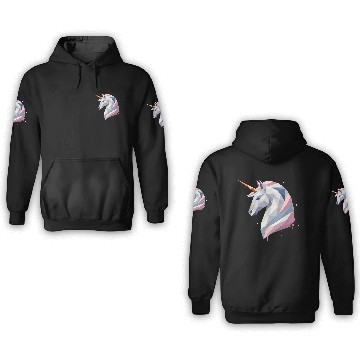 Discover Geometric Unicorn - Modern Elegance 3D Hoodies