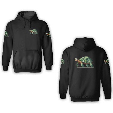 Discover stylized turtle in polygonal design 3D Hoodies