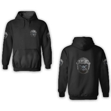 Discover Biker Gorilla Motorcycle Silver Back Monkey 3D Hoodies