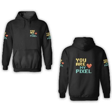 Discover Gamer Valentine's Pixel 8-bit Gaming Couple 3D Hoodies