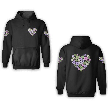 Discover Pastel Pink Green Purple Button Heart 3D Hoodies